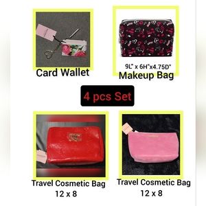4 pcs Set - 1 Juicy couture  Makeup bag,  3 travel Cosmetic Bag